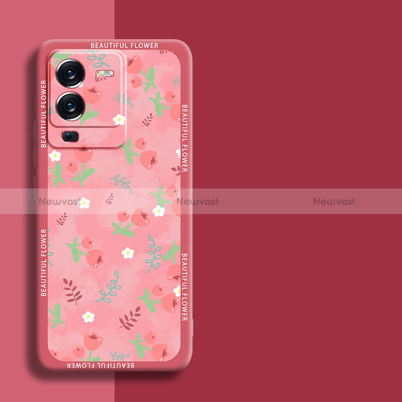 Silicone Candy Rubber Gel Flowers Soft Case Cover S01 for Vivo V25 Pro 5G