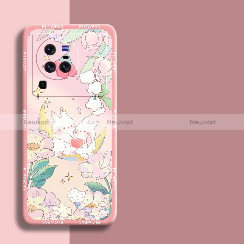 Silicone Candy Rubber Gel Flowers Soft Case Cover S01 for Vivo X80 Pro 5G