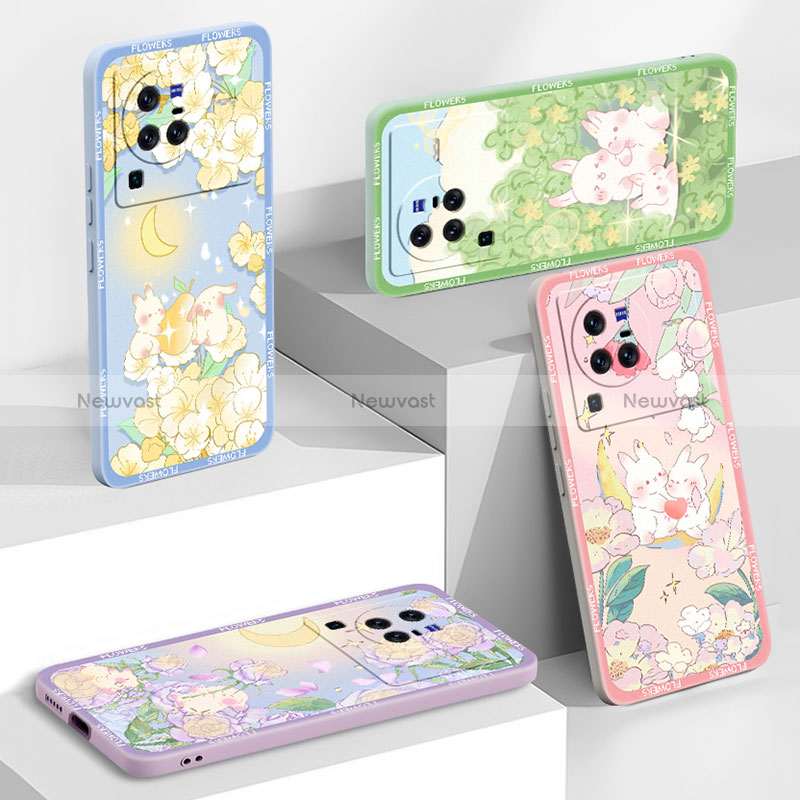 Silicone Candy Rubber Gel Flowers Soft Case Cover S01 for Vivo X80 Pro 5G