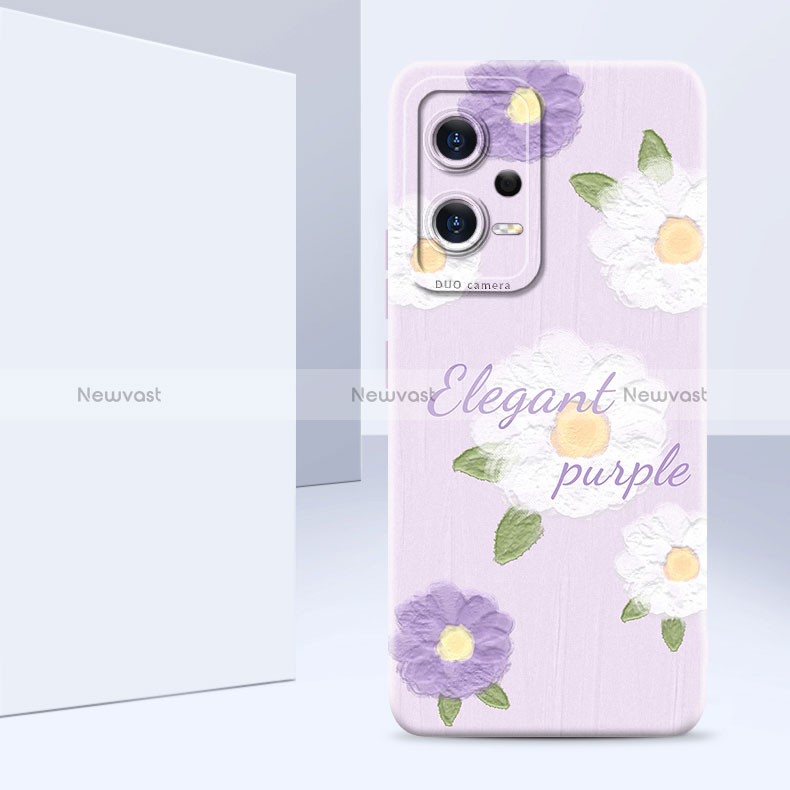 Silicone Candy Rubber Gel Flowers Soft Case Cover S01 for Xiaomi Poco X5 5G