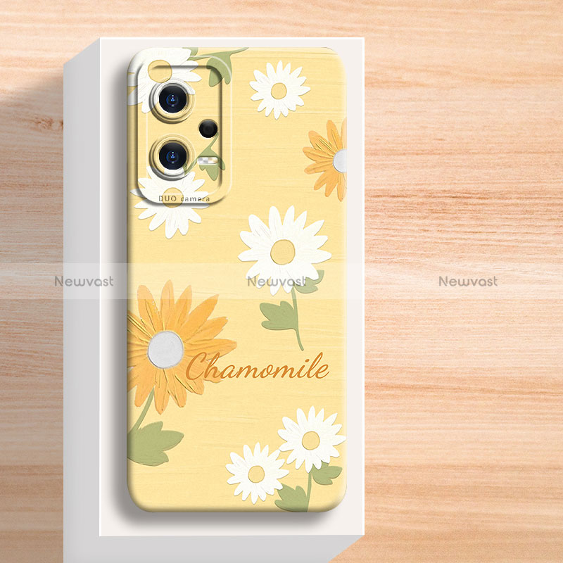 Silicone Candy Rubber Gel Flowers Soft Case Cover S01 for Xiaomi Poco X5 5G Yellow