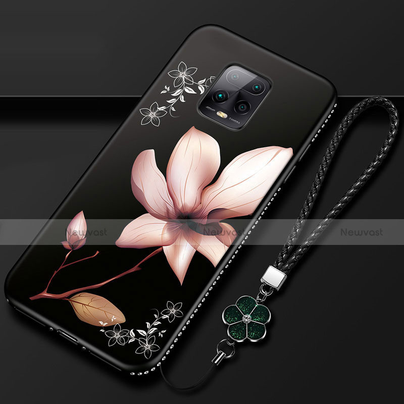 Silicone Candy Rubber Gel Flowers Soft Case Cover S01 for Xiaomi Redmi 10X Pro 5G Brown