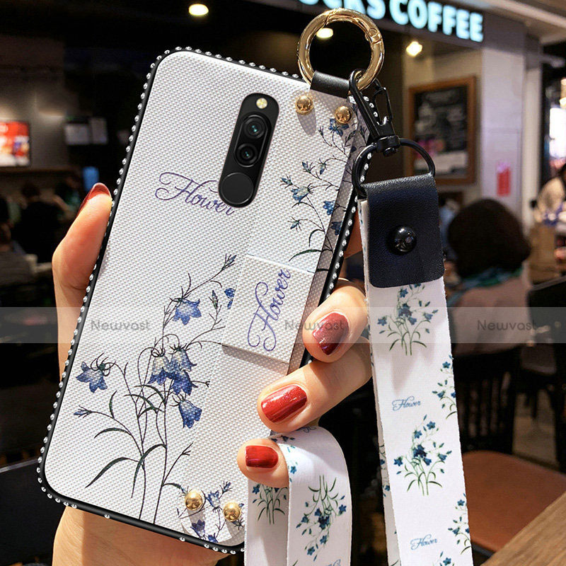 Silicone Candy Rubber Gel Flowers Soft Case Cover S01 for Xiaomi Redmi 8 White