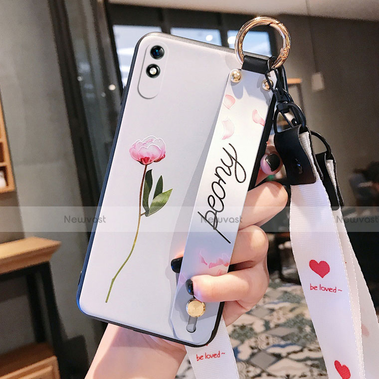 Silicone Candy Rubber Gel Flowers Soft Case Cover S01 for Xiaomi Redmi 9i White