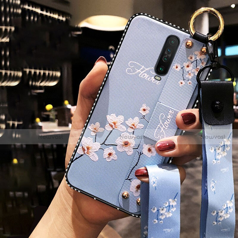 Silicone Candy Rubber Gel Flowers Soft Case Cover S01 for Xiaomi Redmi K30i 5G Sky Blue