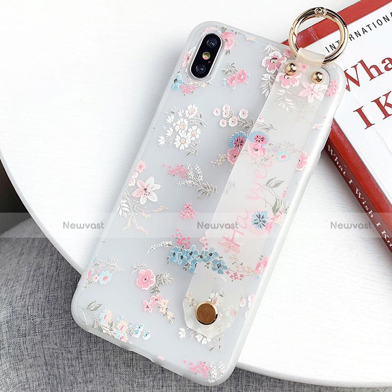 Silicone Candy Rubber Gel Flowers Soft Case Cover S02 for Apple iPhone X