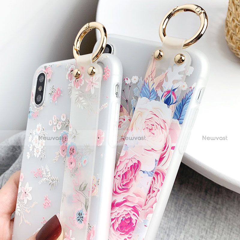 Silicone Candy Rubber Gel Flowers Soft Case Cover S02 for Apple iPhone Xs