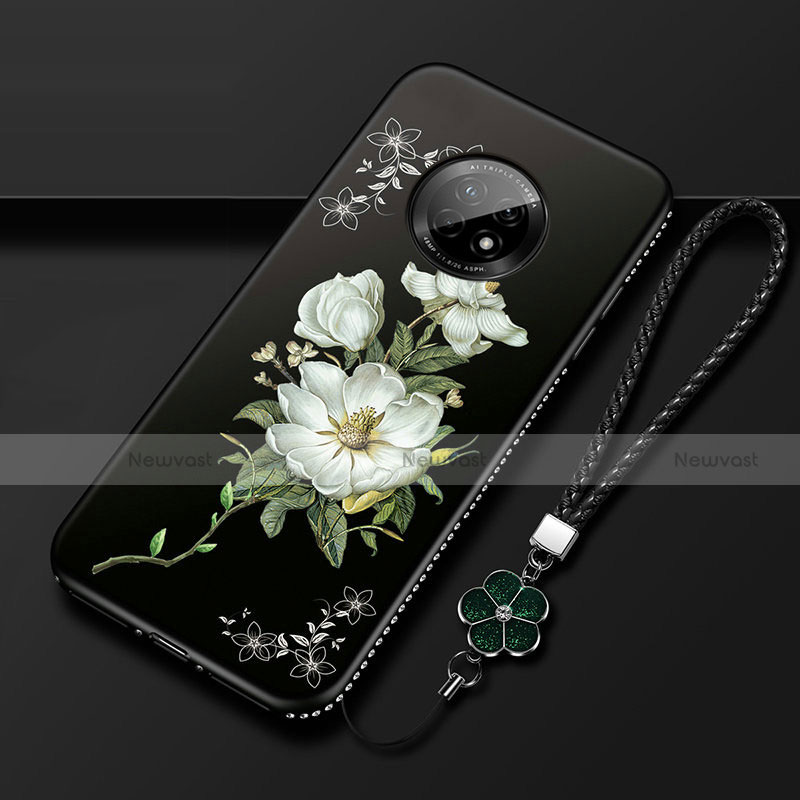 Silicone Candy Rubber Gel Flowers Soft Case Cover S02 for Huawei Enjoy 20 Plus 5G Black