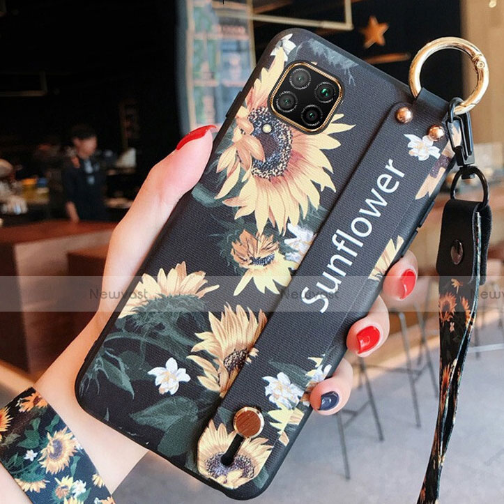 Silicone Candy Rubber Gel Flowers Soft Case Cover S02 for Huawei P40 Lite Orange