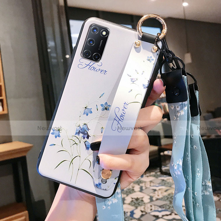 Silicone Candy Rubber Gel Flowers Soft Case Cover S02 for Oppo A72 White