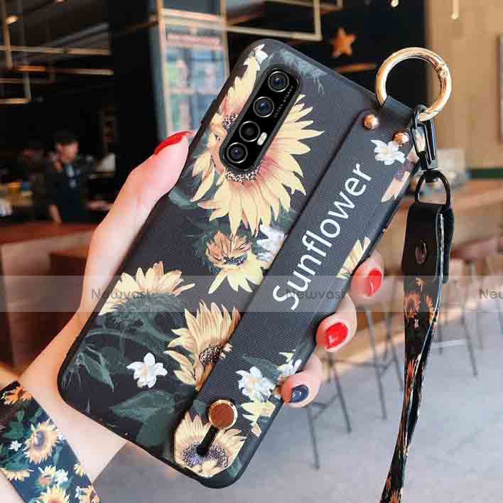 Silicone Candy Rubber Gel Flowers Soft Case Cover S02 for Oppo Reno3 Pro Yellow