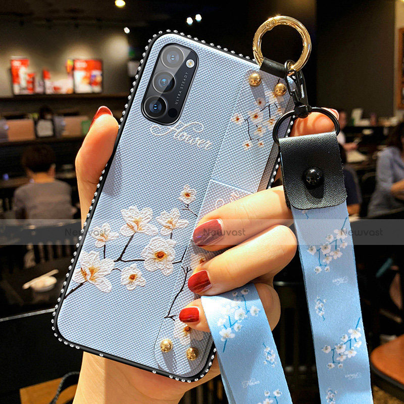 Silicone Candy Rubber Gel Flowers Soft Case Cover S02 for Oppo Reno4 Pro 5G