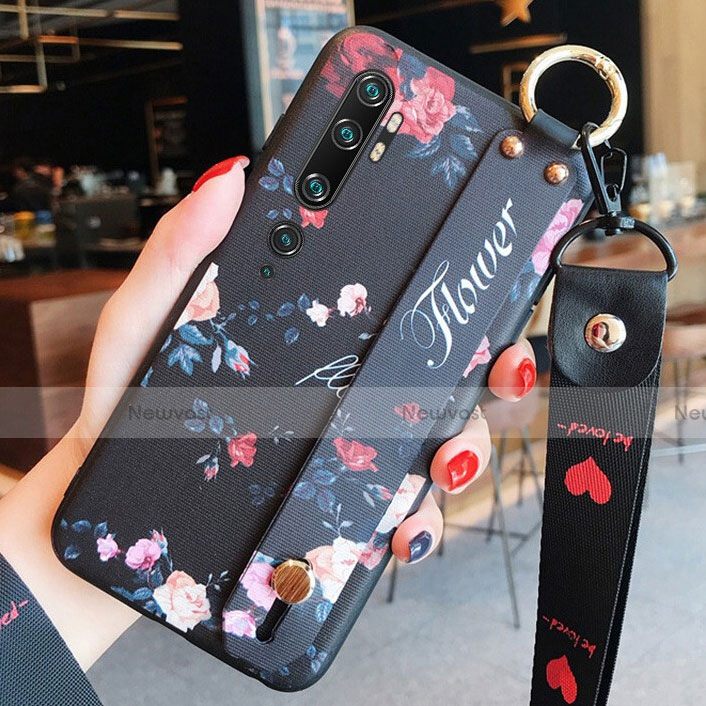 Silicone Candy Rubber Gel Flowers Soft Case Cover S02 for Xiaomi Mi Note 10 Pro Black