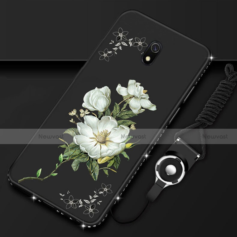 Silicone Candy Rubber Gel Flowers Soft Case Cover S02 for Xiaomi Redmi 8A Black