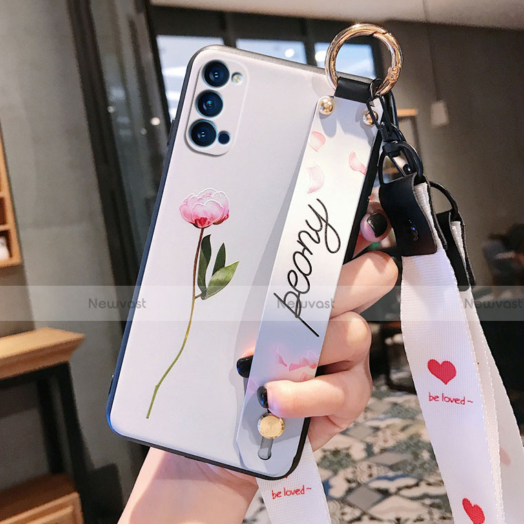 Silicone Candy Rubber Gel Flowers Soft Case Cover S03 for Oppo Reno4 Pro 5G