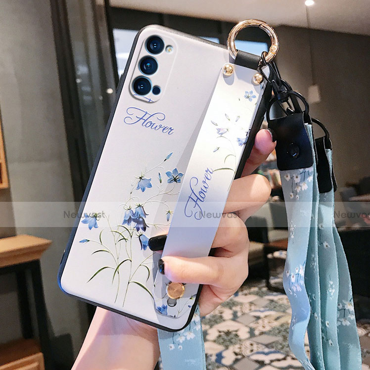 Silicone Candy Rubber Gel Flowers Soft Case Cover S03 for Oppo Reno4 Pro 5G