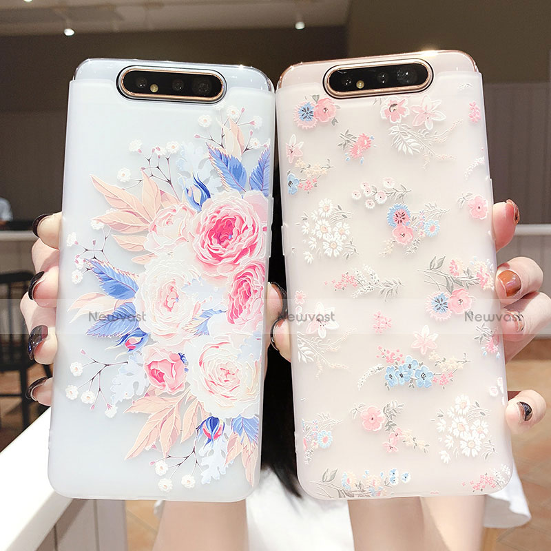 Silicone Candy Rubber Gel Flowers Soft Case Cover S03 for Samsung Galaxy A80