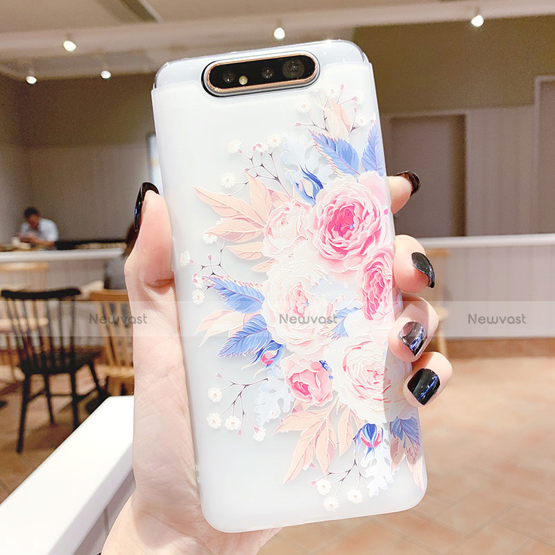 Silicone Candy Rubber Gel Flowers Soft Case Cover S03 for Samsung Galaxy A80