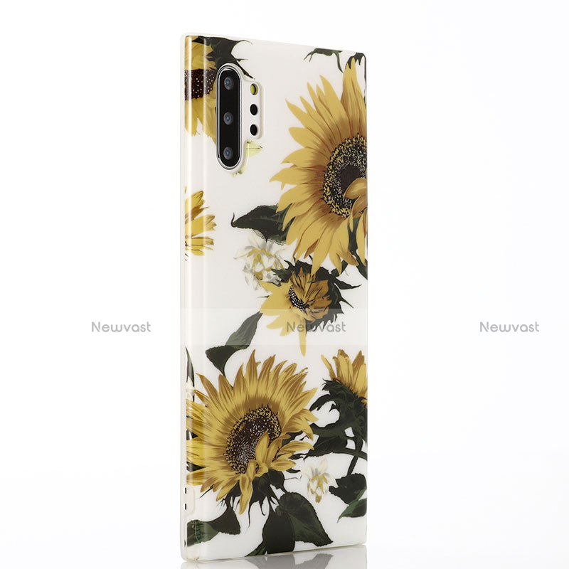 Silicone Candy Rubber Gel Flowers Soft Case Cover S03 for Samsung Galaxy Note 10 Plus 5G Yellow