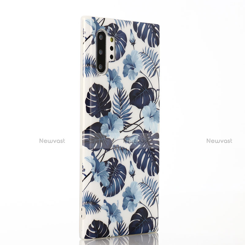 Silicone Candy Rubber Gel Flowers Soft Case Cover S03 for Samsung Galaxy Note 10 Plus Blue