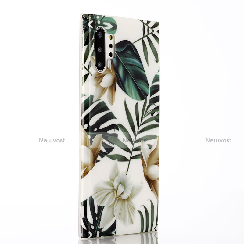 Silicone Candy Rubber Gel Flowers Soft Case Cover S03 for Samsung Galaxy Note 10 Plus Green