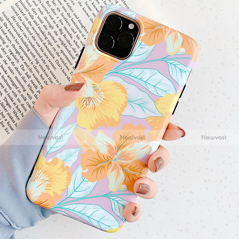 Silicone Candy Rubber Gel Flowers Soft Case Cover S04 for Apple iPhone 11 Pro Gold