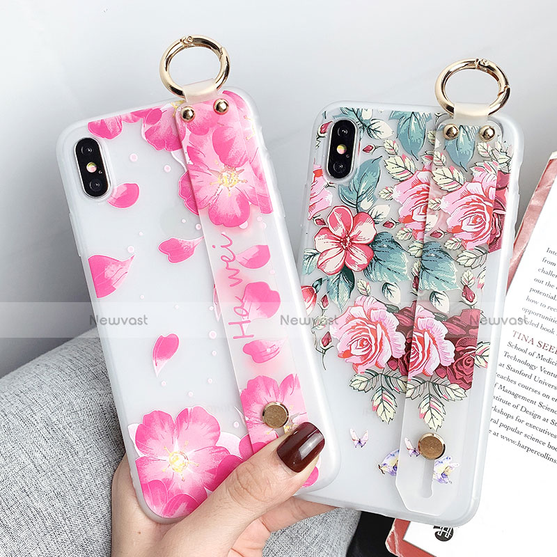 Silicone Candy Rubber Gel Flowers Soft Case Cover S04 for Apple iPhone Xs