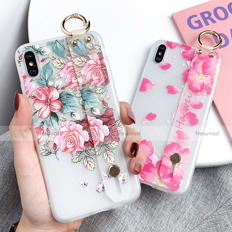 Silicone Candy Rubber Gel Flowers Soft Case Cover S04 for Apple iPhone Xs