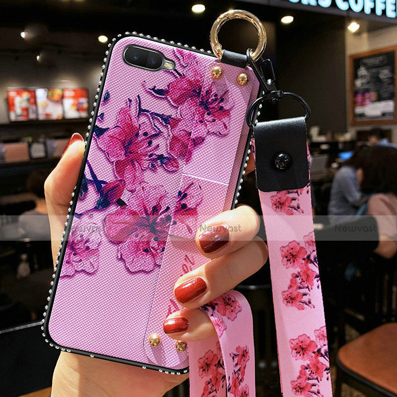 Silicone Candy Rubber Gel Flowers Soft Case Cover S04 for Oppo R15X Purple