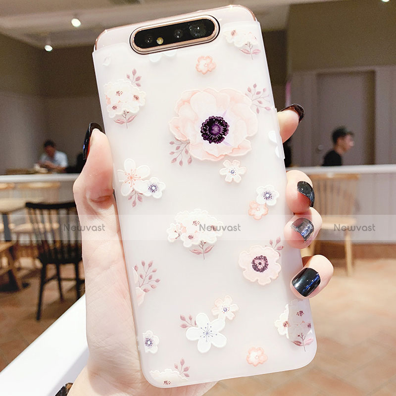 Silicone Candy Rubber Gel Flowers Soft Case Cover S04 for Samsung Galaxy A80