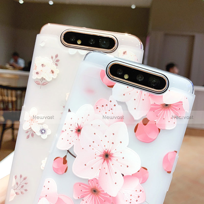 Silicone Candy Rubber Gel Flowers Soft Case Cover S04 for Samsung Galaxy A90 4G