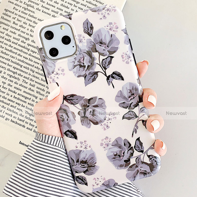 Silicone Candy Rubber Gel Flowers Soft Case Cover S07 for Apple iPhone 11 Pro Max Gray