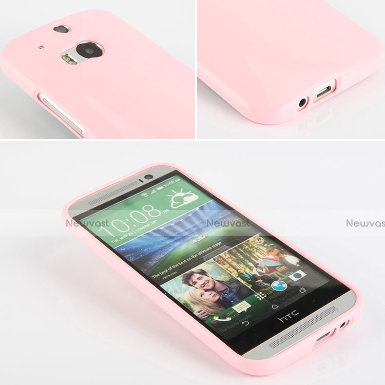 Silicone Candy Rubber Gel Soft Case for HTC One M8 Pink