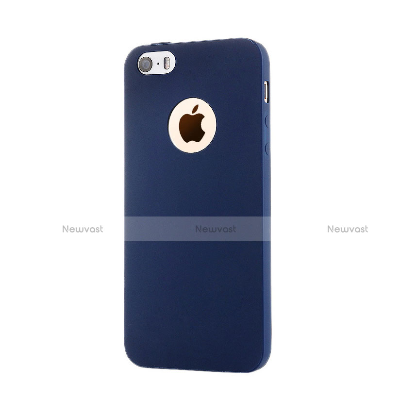 Silicone Candy Rubber Gel Soft Case With Hole for Apple iPhone 5S Blue