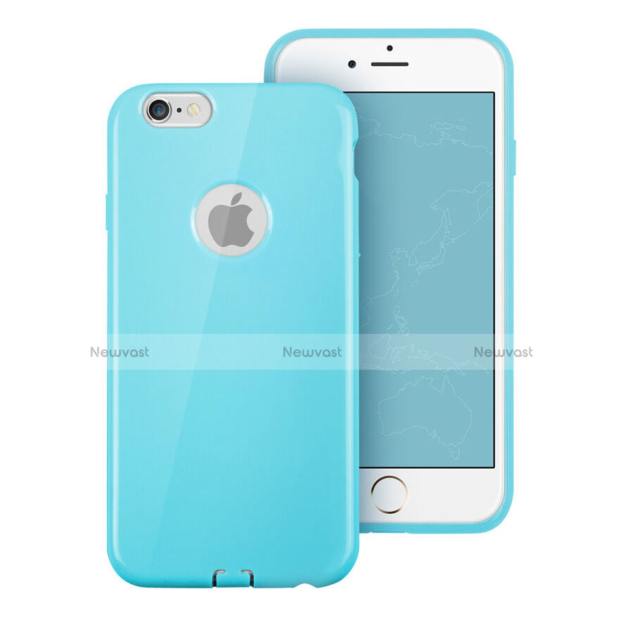 Silicone Candy Rubber Gel Soft Case With Hole for Apple iPhone 6 Plus Sky Blue