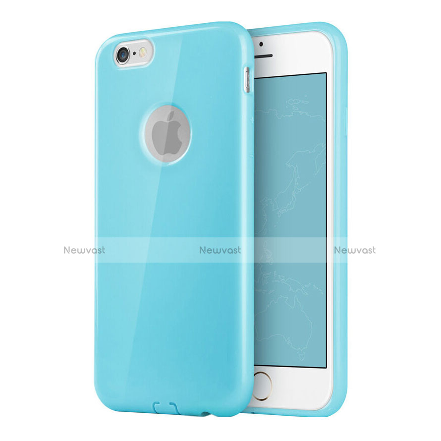 Silicone Candy Rubber Gel Soft Case With Hole for Apple iPhone 6 Plus Sky Blue