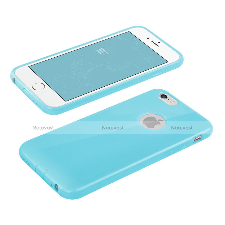 Silicone Candy Rubber Gel Soft Case With Hole for Apple iPhone 6 Sky Blue