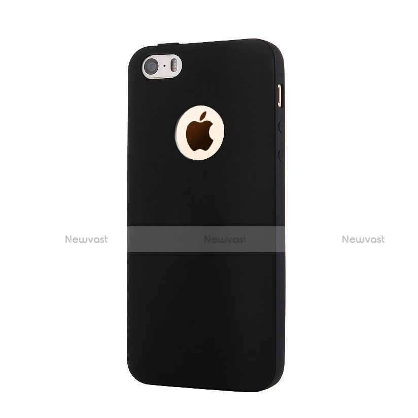 Silicone Candy Rubber Gel Soft Cover With Hole for Apple iPhone 5 Black