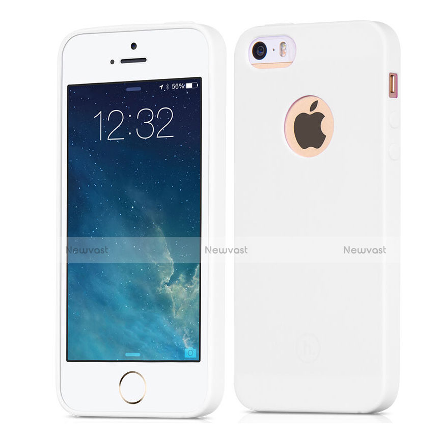 Silicone Candy Rubber Gel Soft Cover With Hole for Apple iPhone 5 White