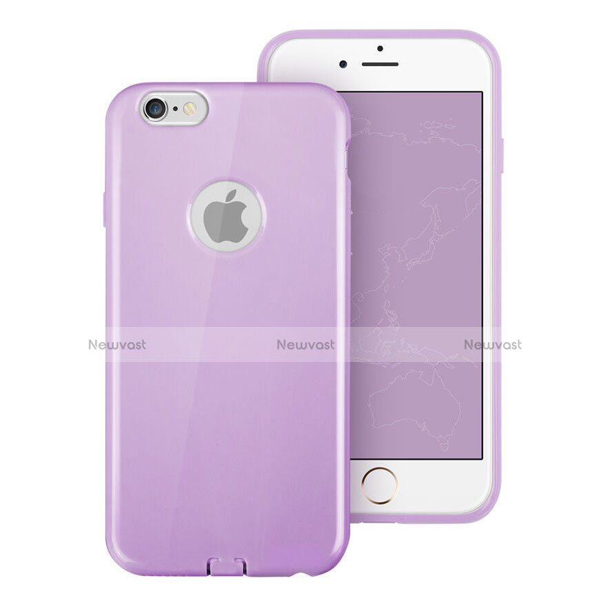 Silicone Candy Rubber Gel Soft Cover With Hole for Apple iPhone 6 Plus Purple