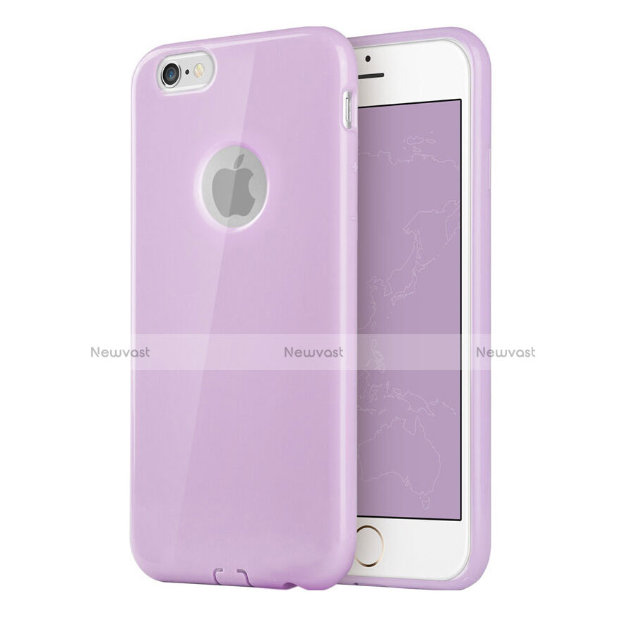 Silicone Candy Rubber Gel Soft Cover With Hole for Apple iPhone 6 Plus Purple