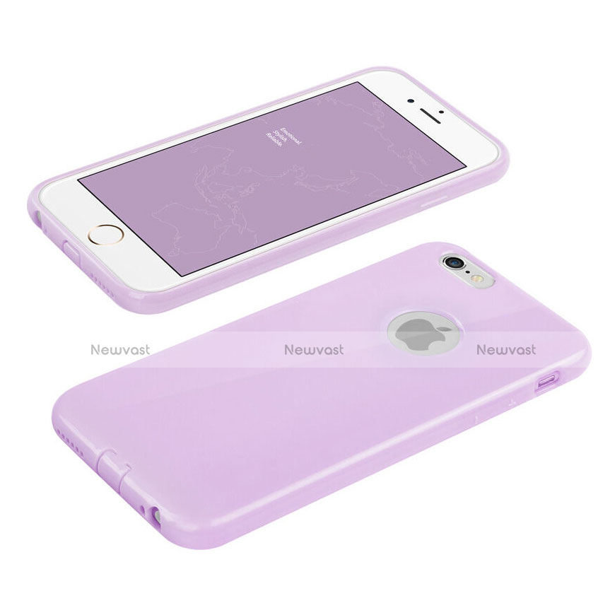 Silicone Candy Rubber Gel Soft Cover With Hole for Apple iPhone 6 Plus Purple