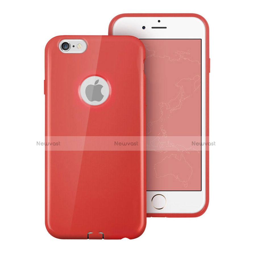 Silicone Candy Rubber Gel Soft Cover With Hole for Apple iPhone 6 Plus Red