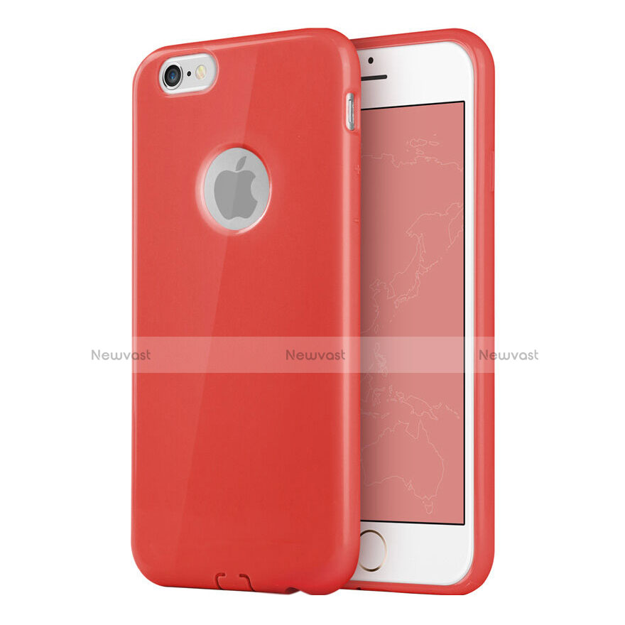 Silicone Candy Rubber Gel Soft Cover With Hole for Apple iPhone 6 Plus Red