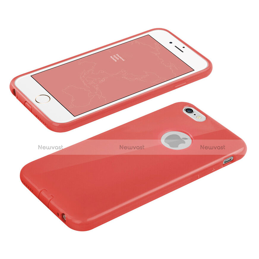 Silicone Candy Rubber Gel Soft Cover With Hole for Apple iPhone 6 Plus Red