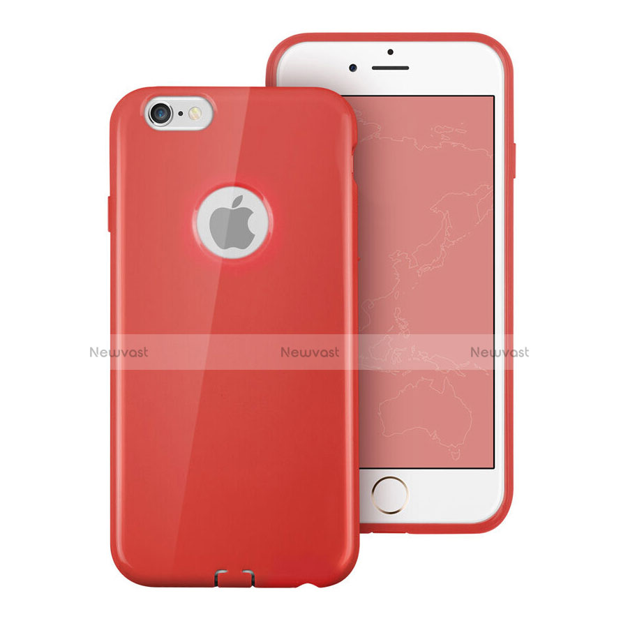 Silicone Candy Rubber Gel Soft Cover With Hole for Apple iPhone 6 Red