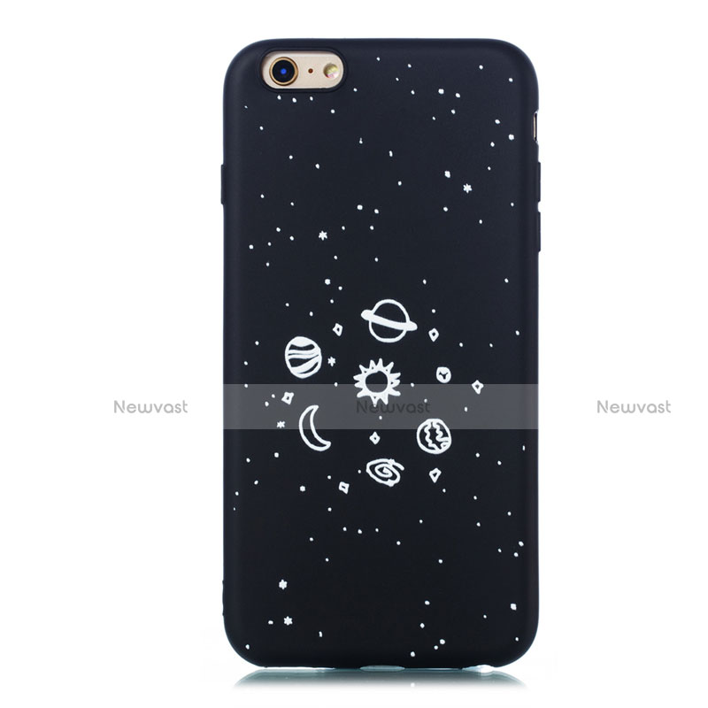 Silicone Candy Rubber Gel Starry Sky Soft Case Cover for Apple iPhone 6 Plus Black