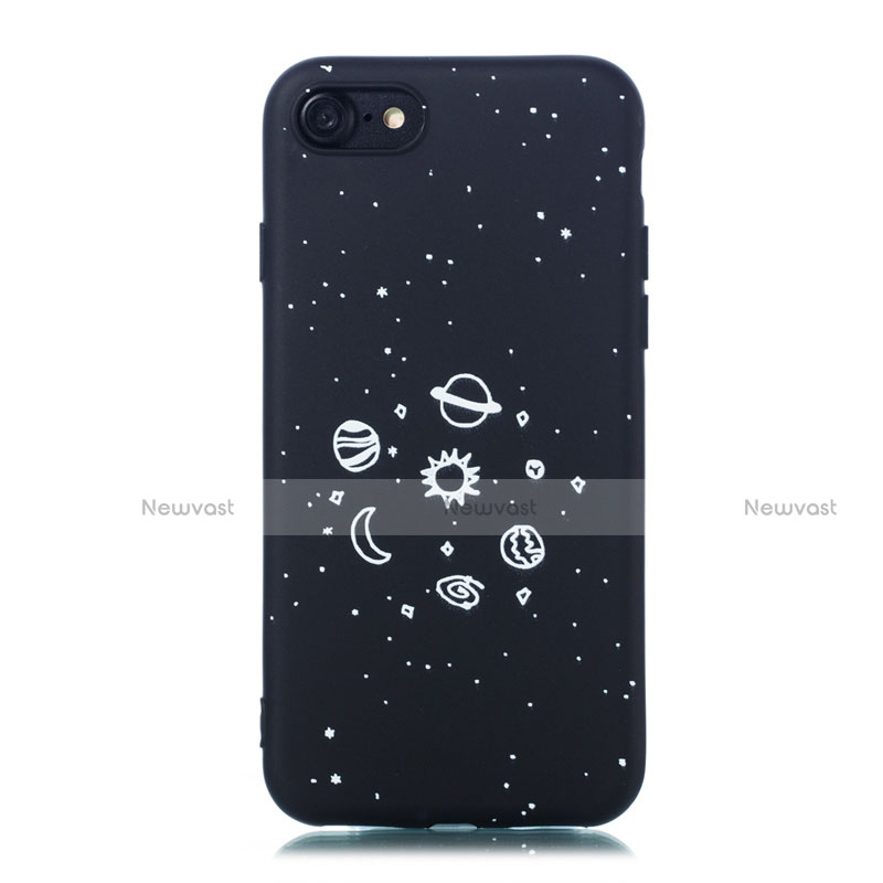 Silicone Candy Rubber Gel Starry Sky Soft Case Cover for Apple iPhone 7 Black