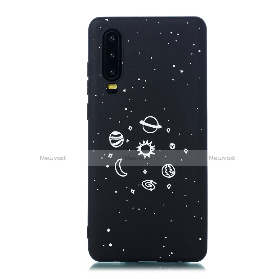 Silicone Candy Rubber Gel Starry Sky Soft Case Cover for Huawei P30 Black