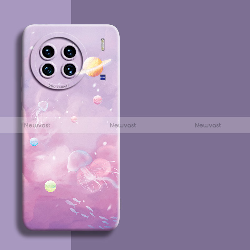 Silicone Candy Rubber Gel Starry Sky Soft Case Cover for Vivo X90 Pro+ Plus 5G Clove Purple